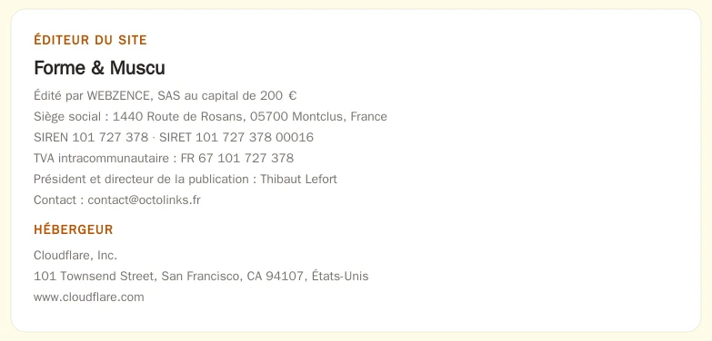 Coordonnées légales de l&rsquo;éditeur et de l&rsquo;hébergeur du site